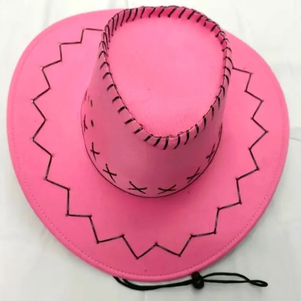 Ladies Pink Cowboy Hat with Black Stitching
